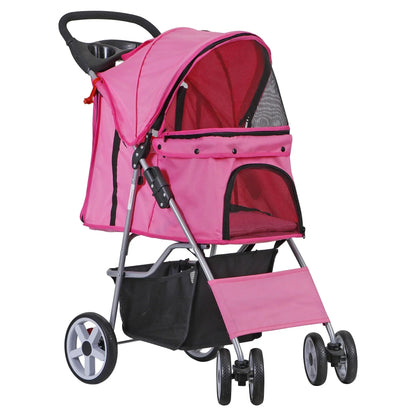 ZENY 4 Wheel Foldable Pet Stroller, Pink - 30 lbs
