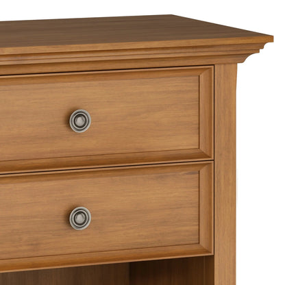 Solid Wood Nightstand With 2 Drawers And Open Shelf, 16 in D x 24 in W x 26 in H