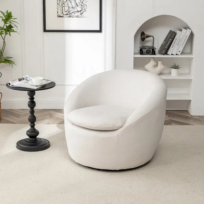 Boucle Swivel Barrel Accent Chair With 360 Degree Rotation