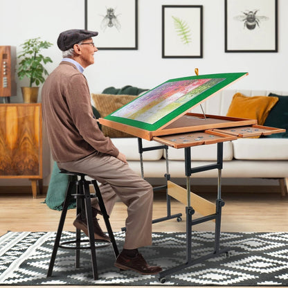 ALL4JIG Adjustable Tilting Puzzle Table With 4 Drawers And Cover - 3 Angles