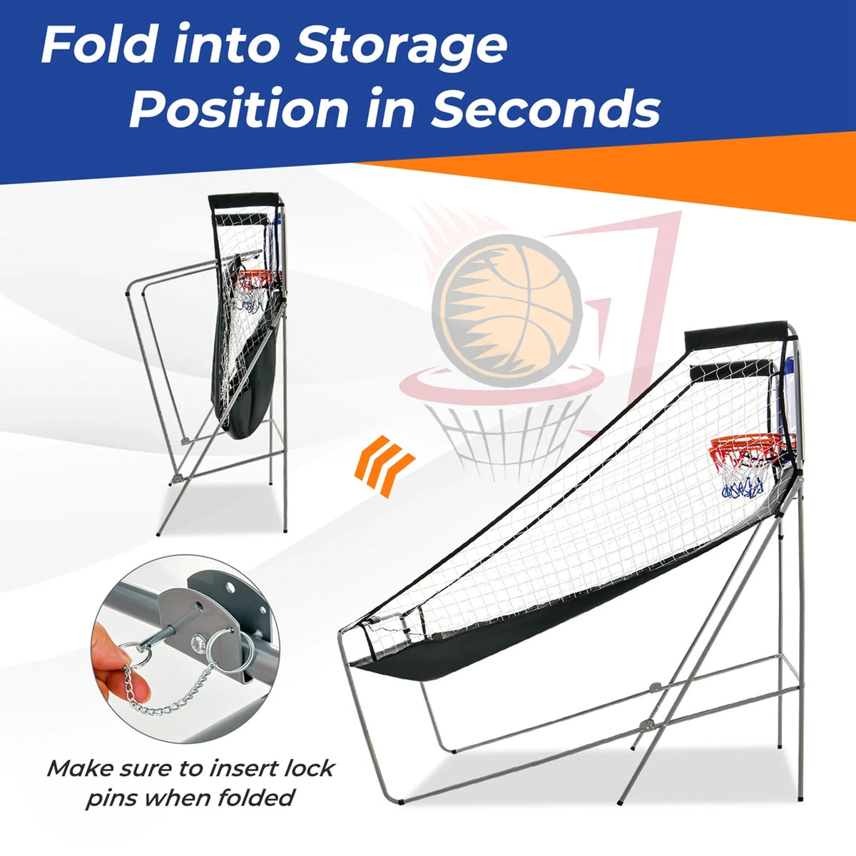 Costway Dual Shot Basketball Arcade Game, Blue, 8 Game Modes, 81in x 43in x 81in