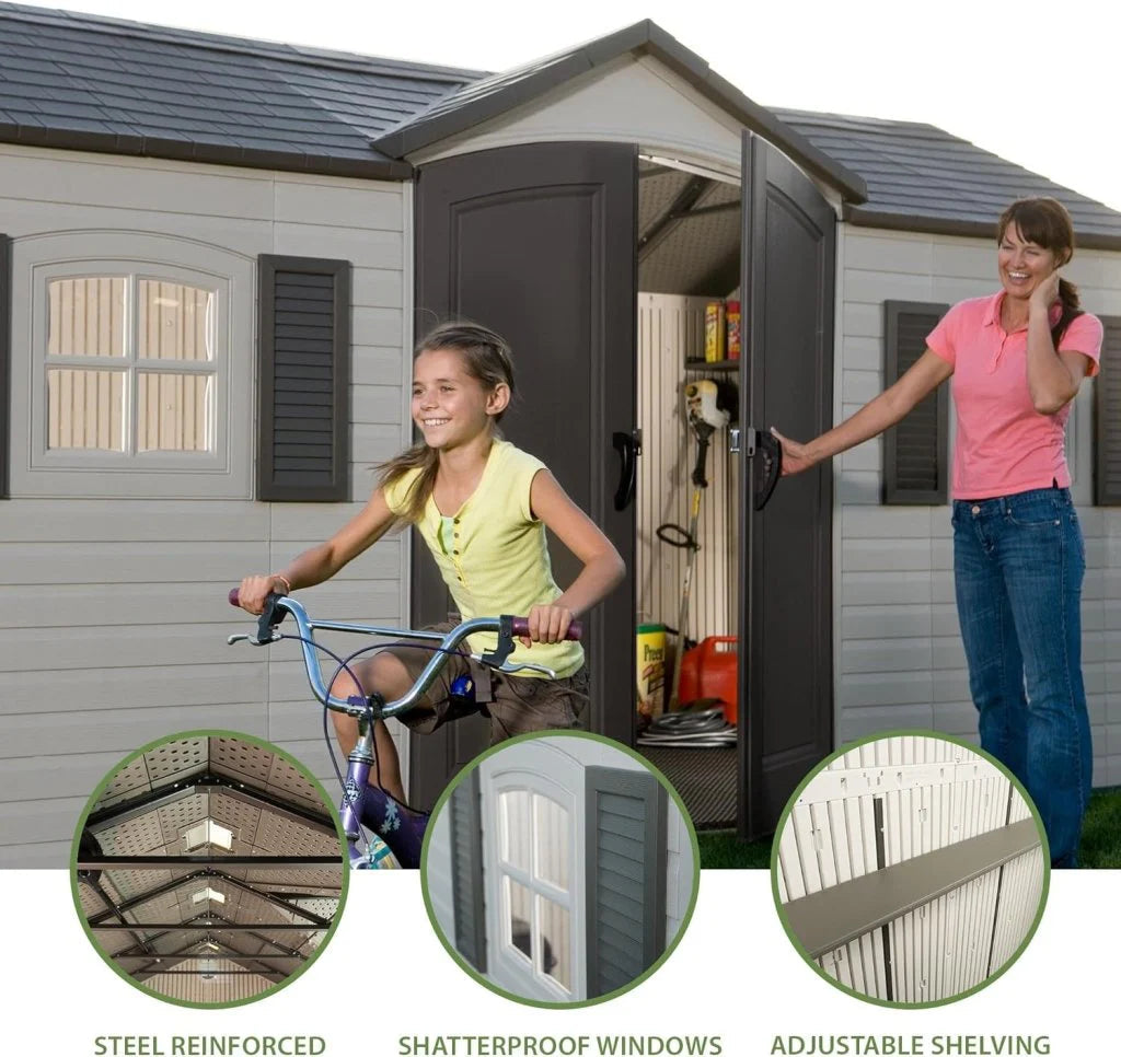 Outdoor Storage Shed, 8 x 15 Foot, Desert Sand - 6446