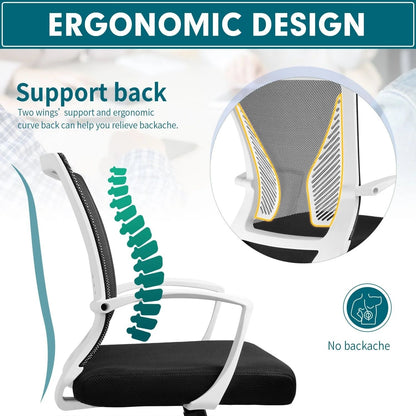 Ergonomic Mesh Mid-Back Office Chair With Adjustable Lumbar Support, 300 lbs Capacity