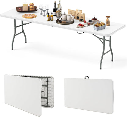 Folding Table With HDPE Top And Handle, 8FT, 96.5 x 29 x 29.5 in, 350 lbs